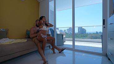Fuck Me By The Window - Beautiful Girlfriend In White Lingerie