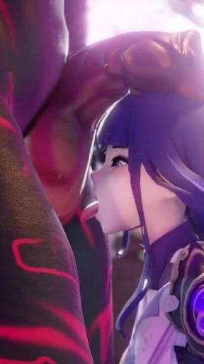 Raiden Shogun Genshin Impact Worshiping a Big Mitachurl Cock Porn Hilichurl 60 Fps