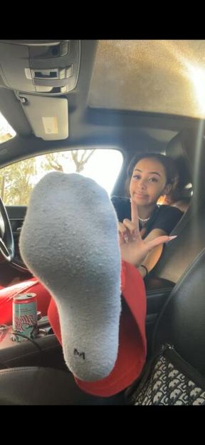 Dirty gym shoe & sock removal.