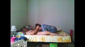 Submissive Chinese ex-gf gives a deepthroat blowjob in hotel room