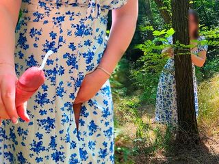 TUGJOB in PUBLIC - Stranger Woman Caught me Masturbating and Makes Me Cum!