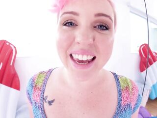 CAROLINE CROSS aka MILEY MAY Cute Cubby Blond Coed Massive Ramrod POV Oral pleasure and Cum Gulp