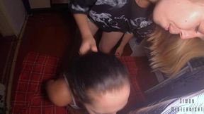 Kinky couple humiliates friend with big cock and huge tits