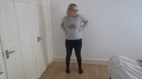 Naughty Mom stripping naked knickers and Bra and leggings