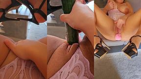 lacoquinedu57 et le concombre ... jolie plaisir solo d une blonde aux formes ...