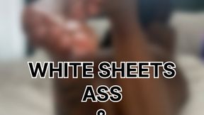 Bare and Bold: Ass & Soles Tease on White Sheets Ebony soles big butt ass worship ass fetish Barefeet barefoot foot fetish ass worship
