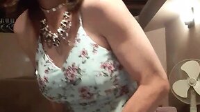 Cd in a blue dress no panties