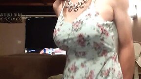 Cd in a blue dress no panties