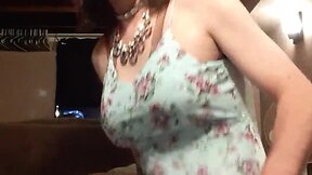 Cd in a blue dress no panties