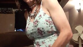 Cd in a blue dress no panties