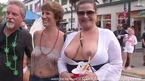 Flashing At Daytime Street Party Public Flashing