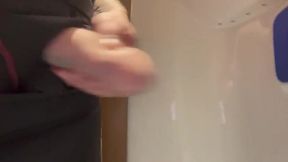 Milking my new dick in the public bathroom caught on POV