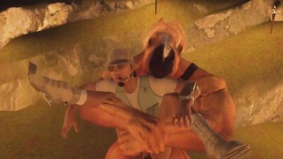 cave with furry centaur and HUGE creampie cock in ass