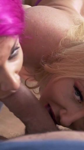 Surprised Karen Fisher MILF huge tits gets rim job and plays cum swap