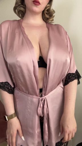 Rose-clad cleavage on display