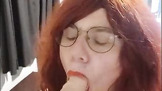 Sissy whore blowing and bellowing for fucktoy