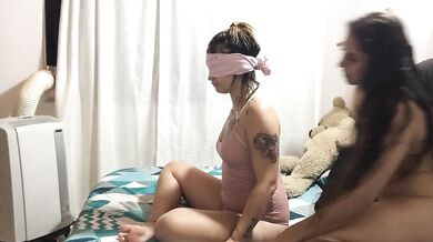 Teen Latinas scissoring with dripping pussy orgasm