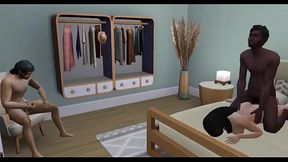 He buries his fat black cock in my ass while they watch - Part 1