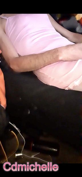 Cdmichelle Wearing Pink Lingerie Then Putting on Pink Dress