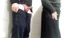 Slutty Cougar Sucks My Cock&#x1F346; In A Crappy Public Restroom