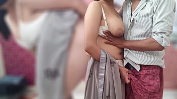 Aunty caught nephew'_s big dick while he closing her bra hook