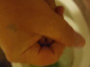 Husband sneaks off to the bathroom to jerk off