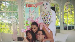 FAMILY STROKES Cute teen Avi surprises easter bunny with wet beaver