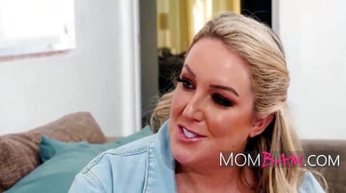 Blonde stepmom gives her final gift to the young man before he leaves