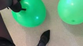 Sexy balloon heel pop - stockings, tease and mass pop