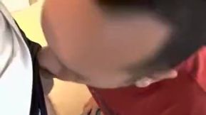 Chubby guy gets a blowjob