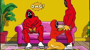 cartoon  cuckold game.  a hentai parody of the tv series  squid game