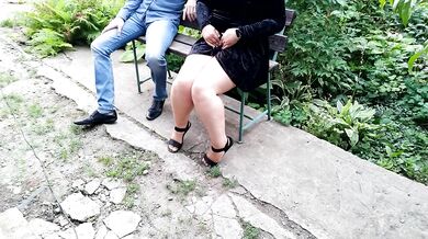 Stepmom drips panties for hungry stepson outside