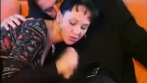 Huge cock gets sucked and taken in the ass on the couch