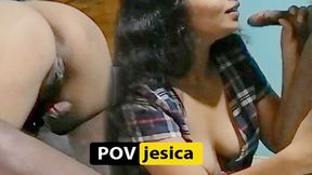 POV Jesica - Sizzlin' blowjob, relentless pummeling, Sri Lankan snatch demolition - Pt. One