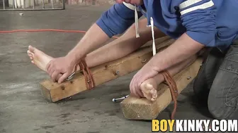 Old man dominates twink with blowjob and foot tickling