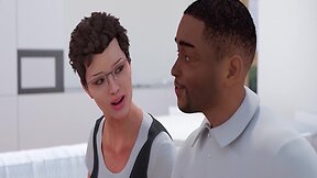 Barely legal trans teenager strokes her pecker in front of ebony stepdad