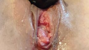 Close-up big cock dildo milf play