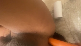 Anal play with carrot make lots of delicious precum
