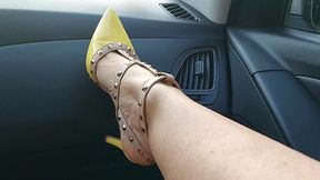 Sexy MILF in Short Skirt and High Heels Masturbates in a Taxi on the Way to Work. Part.2