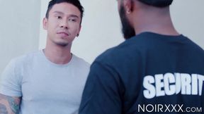 Bearded security guard XL pokes Travis Yukarins bouncy ass using his big black baton