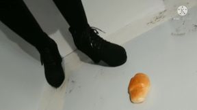 Slender Japanese crushes your boots and shows off her feet