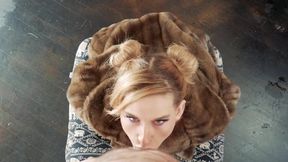 Hottie In Fur Coat Sucks Your Cock and Takes a Huge Facial
