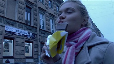 With my girlfriend we spent all day walking, eating sweets, and fucking
