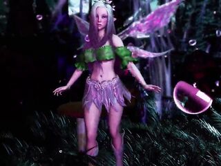 Stupid pale-skinned fairy gracefully posing in a elven woodland alone