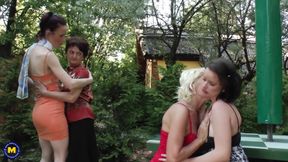 Wild lesbian orgy with horny mature milfs