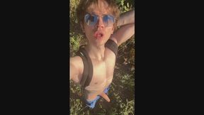 Risky Masturbation In The Woods Ends With A Powerful Cumshot