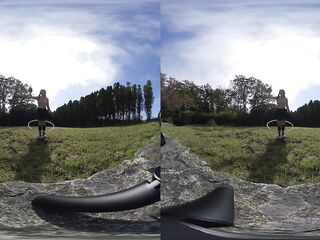 Undressed Hula Hooping in a random backyard 180 VR Virtual Reality CG