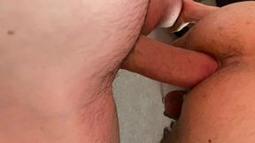 filthy whore uses random guys frozen cum cubes as lube for grindr hookup with xxl dick