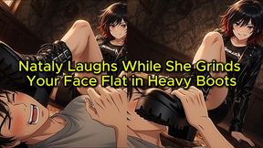 Face Trampling Under Goth Platforms - Nataly Laughs While She Grinds Your Face Flat