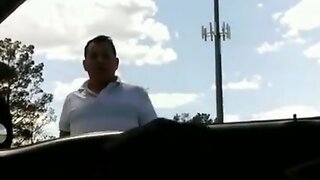 Mexican grandpa watches me blow a load in my car